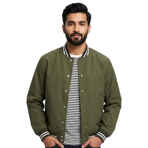 Blouson universitaire slim personnalisé pour homme, style streetwear, hiver, patchwork, col montant, grandes tailles, en vente en ligne - Product Image 1