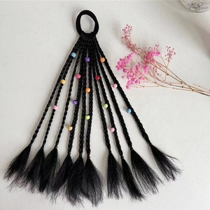 All'ingrosso principessa di colore del bambino treccia capelli parrucche per ragazze capelli coda di cavallo per bambini parrucca treccia cravatta con perline estensione dei capelli - Product Image 3