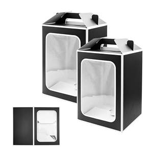 Grande fenêtre transparente boîtes-cadeaux de fête de mariage avec poignées sacs en papier Bouquet portables avec matériaux recyclés - Product Image 1