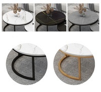 Ensemble de Table basse à cadre métallique doré, Set de Table ronde et bon marché, haut en verre moderne se conformant, Table basse