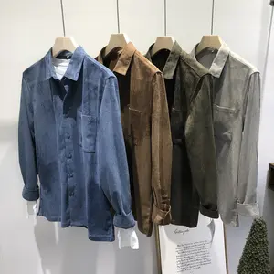 In bianco Su Misura di Stampa di Marchio A Buon Mercato Casa Manica Lunga di <span class=keywords><strong>Velluto</strong></span> A <span class=keywords><strong>Coste</strong></span> Polo T Shirt per Gli Uomini - Product Image 1