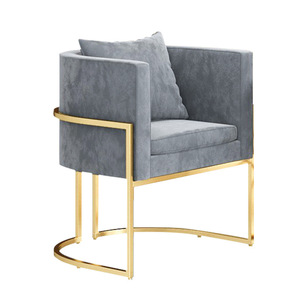 Sillón Moderno con Detalles Azules, Tapizado, de un Solo Asiento, con Estructura Metálica, Mueble de Salón para Sala de Estar - Product Image 3