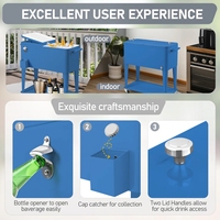 Chariot de rangement et de refroidissement pour terrasse 80QT 76L, texture bois, avec seau à glace 80L, chariot roulant