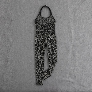 Viviblook Z0101JP Women Leopard Print Halter Sleeveless <b>Tight</b> One Piece <b>Jumpsuit</b> Yoga Sports Running <b>Jumpsuit</b> - Product Image 4