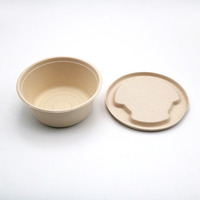 Couvre-bol en fibre de bambou, capacité de 40 oz, pour le camping, les fêtes, 500 ml, biodégradable, compostable, micro-ondable, compatible congélateur