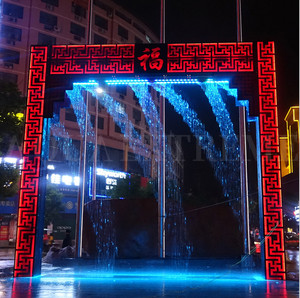 Personalizzato a forma di curva diritta parole <span class=keywords><strong>foto</strong></span> che mostra digitale tenda pioggia fontana schermo di proiezione acqua caduta fontane - Product Image 4