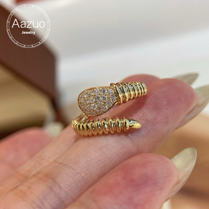 แหวนเพชร Aazuo Lab Grown Diamonds 0.18 กะรัต VS Clarity ตัวเรือนทองคำแท้ 18K สีเหลืองทอง สไตล์วินเทจ สำหรับผู้หญิง เหมาะสำหรับงานแต่งงานและงานปาร์ตี้ - Product Image 1