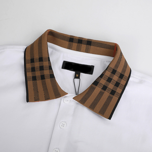 <strong>White</strong> <strong>Polo</strong> Men's <strong>Top</strong>, Short Sleeve, Minimalist Style, Striped Trim, Factory Production, Customizable - Product Image 3