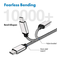 Câble de charge rapide en nylon tressé bicolore OEM de haute qualité USB-A 3.0 vers Type C pour téléphone portable et ordinateur