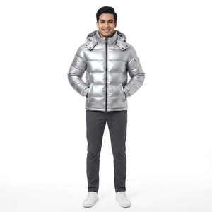 Nouvelle veste matelassée d'hiver à bulles d'argent de haute qualité personnalisée pour hommes avec tissu en toile et rembourrage en coton - Product Image 1