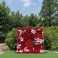 Mur floral artificiel en soie avec roses, pivoines et hortensias pour décoration de cérémonie de mariage et de douche nuptiale