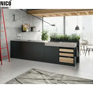 NICOCABINET Sleek Sophistication Custom Ultra-Modern Black Centrepiece Island Sublime Culinary Kitchen Cabinets