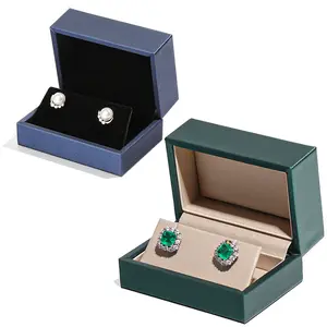 New arrival brushed pu leather small cardboard satin velvet gift packaging ear stud earrings boxes for jewelry