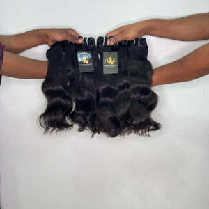 Top Quality Indian Hair Double Drawn Wavy <b>Body</b> <b>Wave</b> Human Hair Bundles, Straight Natural <b>Wave</b> Temple hair Bundle - Product Image 2