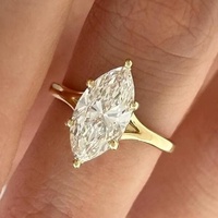 Anillo de Compromiso con Diamante Cultivado en Laboratorio CVD/HPHT, Corte Marquesa de 2 Quilates, Certificado IGI, Oro Amarillo Sólido de 10K/14K/18K