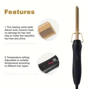 Peigne en cuivre électrique 3-en-1 <span class=keywords><strong>activ</strong></span>é par la chaleur, pour usage humide/sec, et brosse coiffante portable pour la maison - Product Image 5