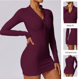 Ropa DE TENIS personalizada Vestido de tenis de una pieza Vestido de manga larga Ropa deportiva Vestido de mujer Falda corta - Product Image 2