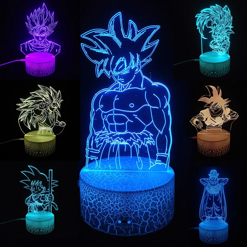 ドラゴンボール LEDライト付きセット Colorful 3D LED Night Light Goku Kamehameha Lamp - Creative