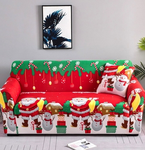 Individuell Anpassbare 3D-Digitaldruck Weihnachts-Dekorative Schutzhülle Elastischer Stretch-Sofabezug für Weihnachten - Product Image 1