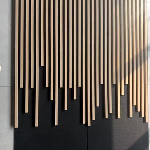 Paneles Acústicos de Listones de Madera <span class=keywords><strong>para</strong></span> <span class=keywords><strong>Paredes</strong></span> <span class=keywords><strong>Interiores</strong></span>, Acabado en Madera Natural con Tamaños y Diseños Personalizados - Product Image 4