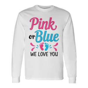 T-shirt à manches longues rose ou bleu « We Love You » pour baby shower - Product Image 1