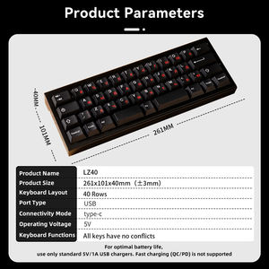 <span class=keywords><strong>Teclado</strong></span> Mecánico para Juegos ZORNHER LZ40 de 44 Teclas, 40%, Intercambiable en Caliente, Conexión Trimodal, Carcasa de Aluminio, Retroiluminación RGB, Controlador en Línea - Product Image 5