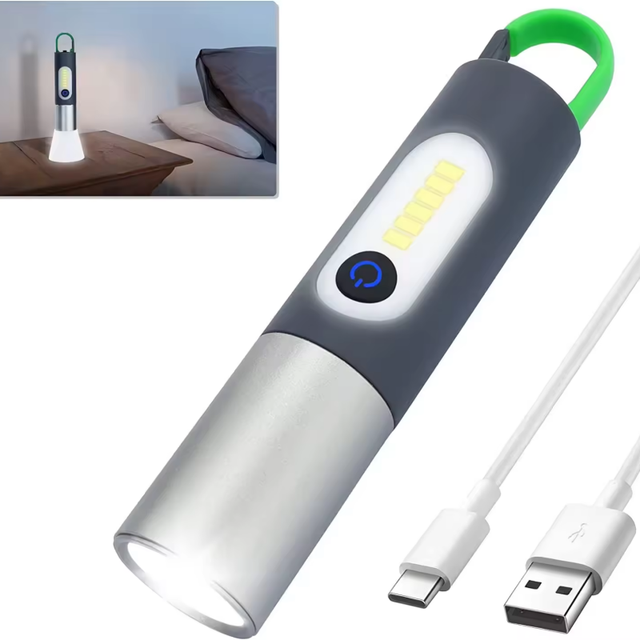 USB-C Rechargeable P50 LED Tactical Flashlight High Power White Laser Torch Light Long Range Keyhain Light for Emergency Camping