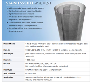 10 18 20 30 40 50 60 80 100 200 300 400 500 micron lọc vải sàng sàng màn hình lưới 304 316 thép không gỉ dệt dây lưới - Product Image 2