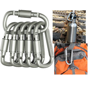 Mosquetón de aleación de aluminio tipo D de 8 cm con bloqueo, no apto para escalada, accesorio para mochila - Product Image 5