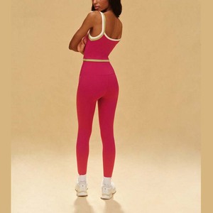 Débardeur de sport et yoga pour <span class=keywords><strong>femme</strong></span>, style Y2K, avec étiquette personnalisée, biais contrastant, bretelles fixes et encolure dégagée - Product Image 3