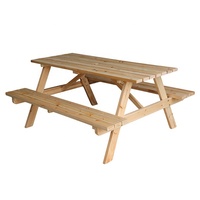 Ensemble table et chaises de pique-nique rectangulaire en pin pour extérieur, design moderne, résistant à l'eau, pour hôtel, resort, villa