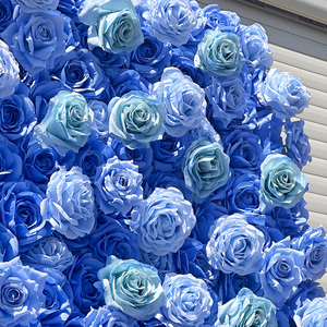 8ft x 8ft trắng màu xanh Hoàng Gia vải hoa tường trang trí đám cưới 3D Roll-up hoa nhân tạo Backdrop cho Đảng trang trí - Product Image 6