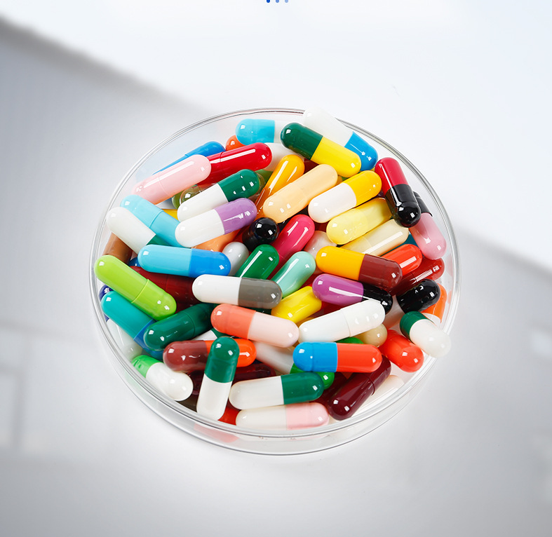 Size 1 and size 3 cylindrical shape blue and white color medical use empty gelatin capsule