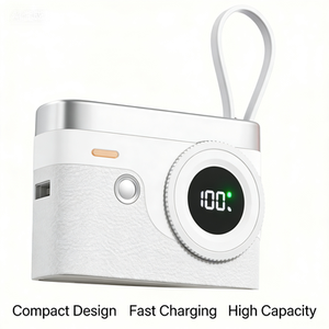 Banco de Energía Retro para Cámara de 10000mAh con Pantalla LED, Cables USB C Integrados, 22.5W PD20W para Teléfonos Inteligentes - Product Image 2