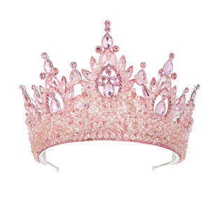 Nouveau mariage multicolore diamant couronne mariage strass Quinceanera diadème reconstitution historique rose chaud doux 15 casque - Product Image 1
