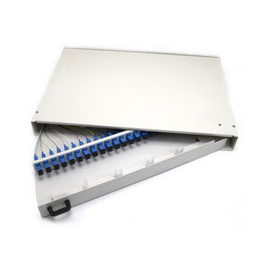 FTTH Panneau de brassage fibre optique 19 pouces 1U pour montage en rack, avec porte ventilée, Blanc Noir, 12 24 32 ports, pour cadre de distribution de centre de données - Product Image 5