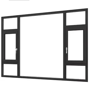 Ventanas oscilantes con aislamiento de vidrio hueco de ahorro de energía, persianas, ventanas de aluminio, ventana abatible de aluminio