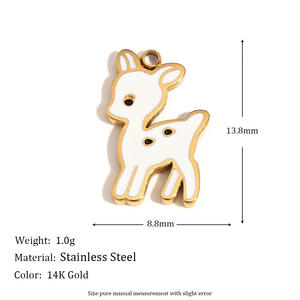 Neue kreative Edelstahl Emaille Charm Cartoon Weihnachten niedlichen Elch Anhänger Schmuck wasserdichte Accessoires Weihnachts geschenk - Product Image 6