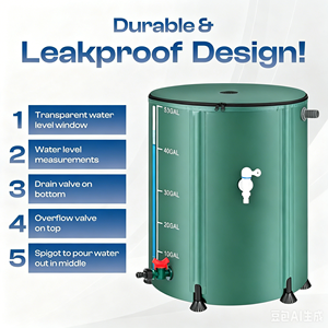 Baril de pluie robuste pour jardin, 50 gallons, réservoir d'eau résistant aux intempéries pour stockage extérieur - Product Image 3