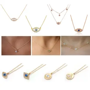 Daochong personnalisé usine vente directe zircon cubique plaqué or rose collier mauvais œil - Product Image 2