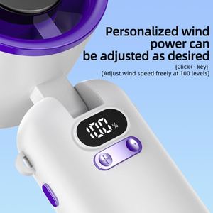 Ventilador de Mano Recargable Portátil Plegable con 100 Niveles de Ajuste Infinito y Pantalla LED para Viajes - Product Image 3