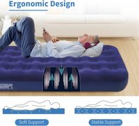 Matelas pneumatique de camping individuel en PVC, lit gonflable pliable pour adulte, confort de voyage sans pompe