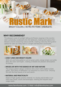 Juego de vajilla de cerámica artística FENN, diseño geométrico a rayas/lunares, vajilla de porcelana hecha a mano para regalo de decoración de comedor - Product Image 5