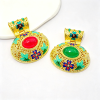 Pendentifs ovales en alliage de zinc, style cour multiple, émail ajouré, motif floral, incrustation de résine, pour la fabrication de bijoux et colliers tendance