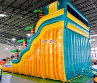 Perosotan Air Tiup Raksasa 30 kaki dengan Kolam, Perosotan PVC Komersial untuk Anak-anak dan Dewasa, Peralatan Taman Air Luar Ruangan