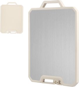 Planche à découper écologique en plastique et acier inoxydable à double usage avec aiguiseur et presse-ail - Product Image 1