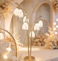 Nouvelle Lampe Décorative en Fer Forgé, Motif Fleur de Magnolia Ajourée, pour Guide d'allée, Table de desserts, Centre de table, Décoration de toile de fond de scène et Accueil
