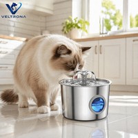 Bebedero para Mascotas de Acero Inoxidable con Ventana LED, Flujo en Espiral, Dispensador Automático con Circulación para Perros y Gatos