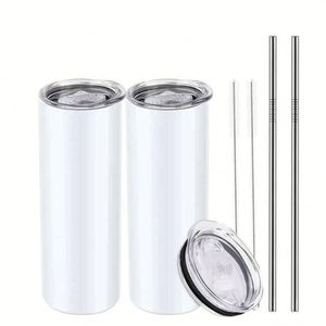 2024 Hot Sell White 20oz 30oz Straight Skinny Sublimation Blanks Stainless Steel <b>Tumblers</b> <b>Cups</b> <b>with</b> <b>Straw</b> and Rubber Bottom - Product Image 5