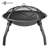 NB-FAVOUR Brasero d'extérieur portable en acier, pliable et multifonctionnel pour camping, plage, feu de camp, pique-nique dans le jardin